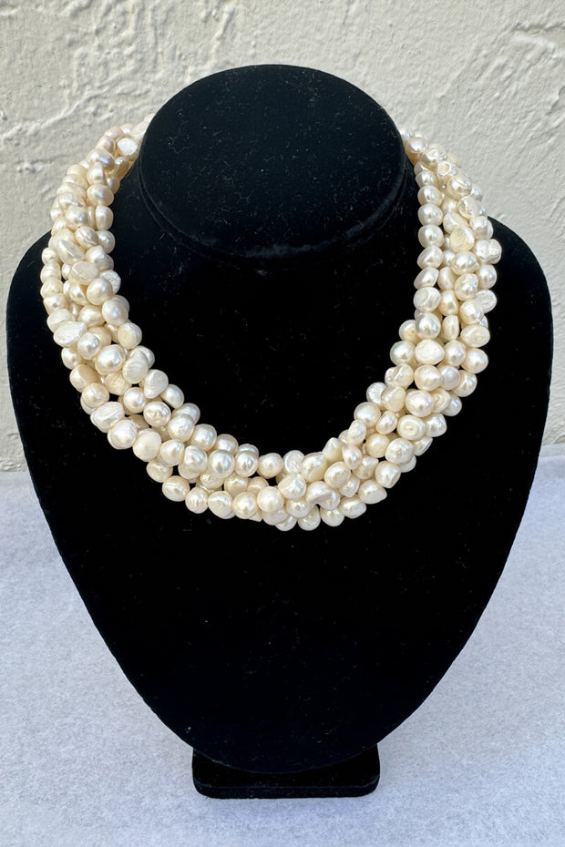 Kenneth Jay Lane Multi-Strand White Pearl Necklace