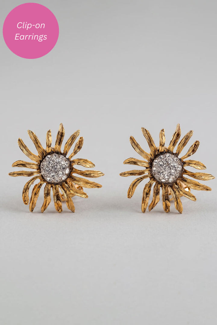 Kenneth Jay Lane Antique Gold Flower Clip Earring