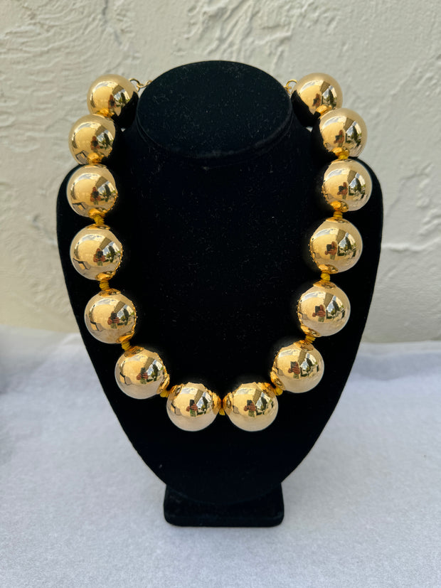 Kenneth Jay Lane Polished Gold Ball Necklace