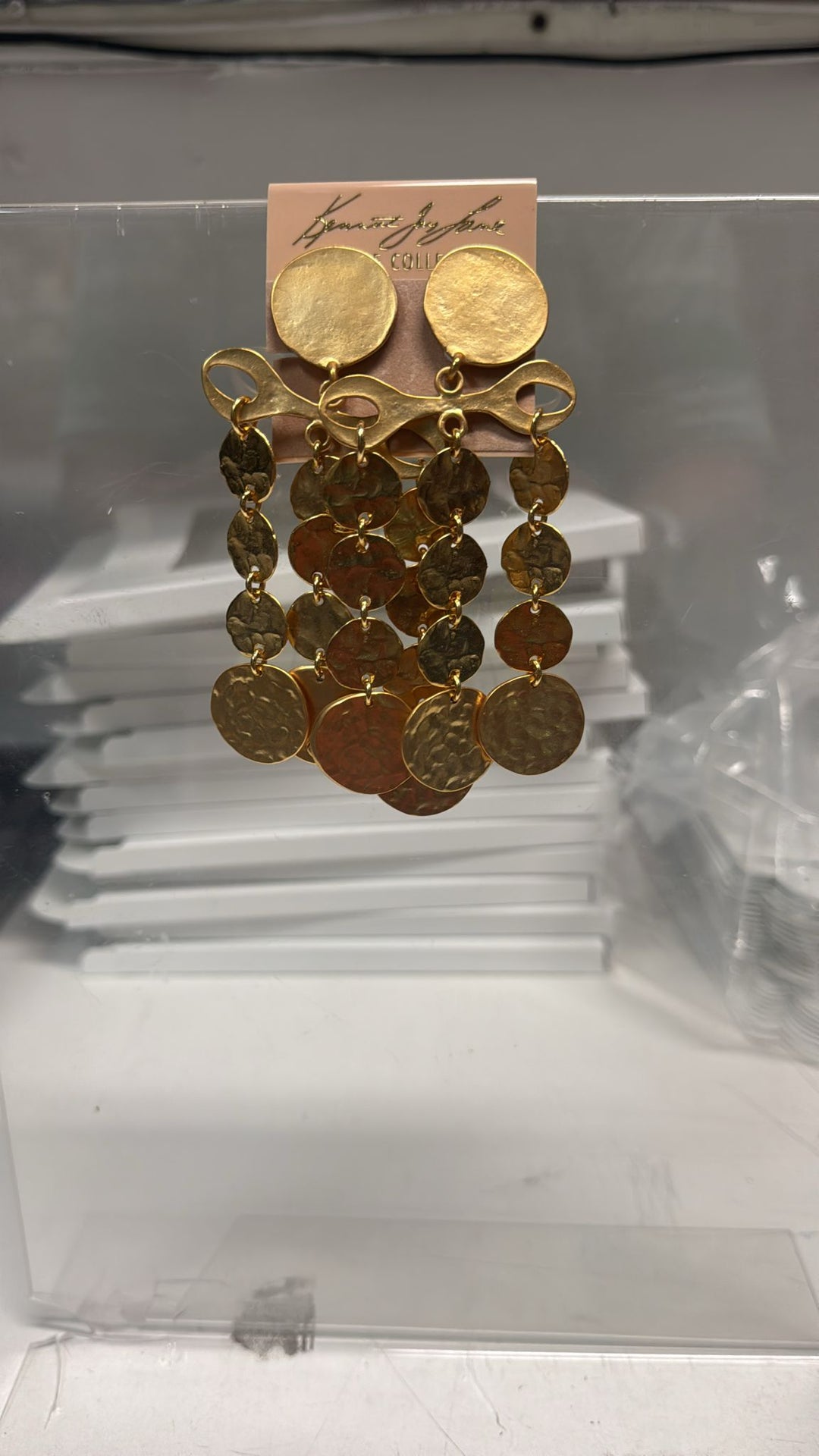 Kenneth Jay Lane Gold Coin with 3 Gold Coin Drops Earrings - Mildred Hoit