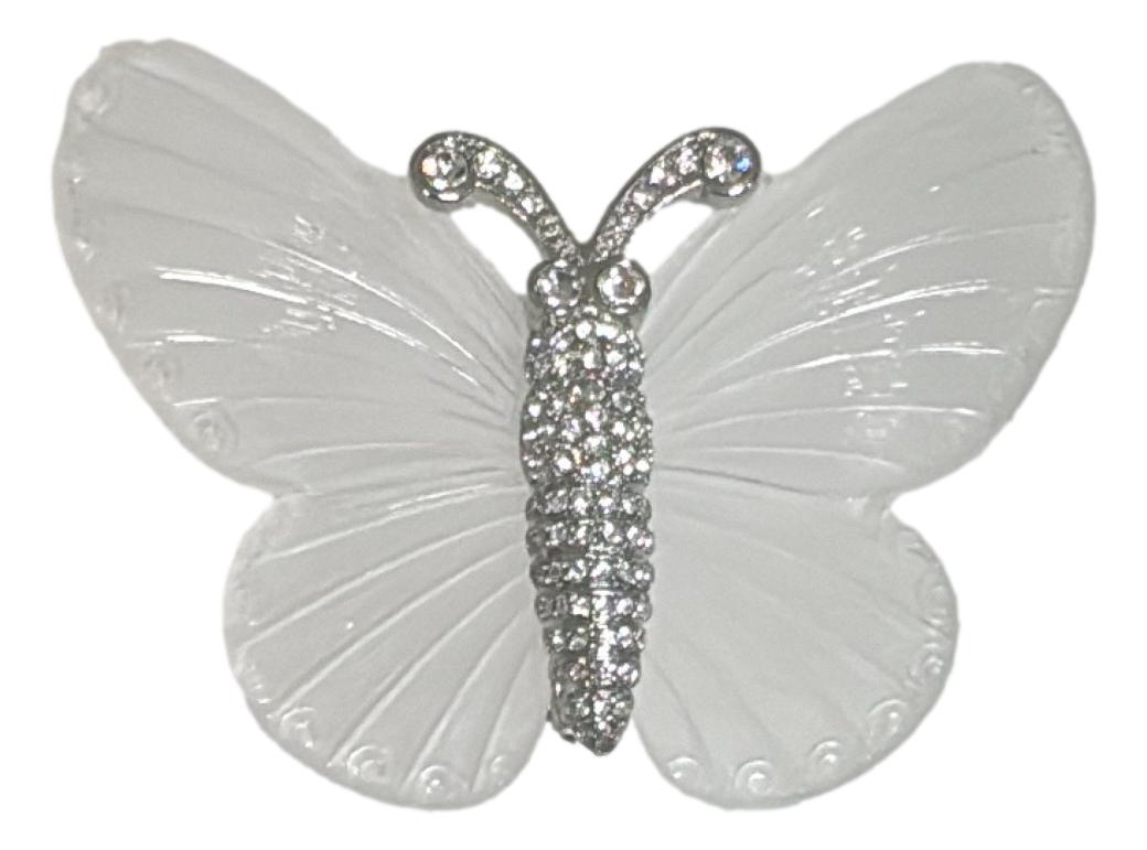 Kenneth Jay Lane Silver & Crystal Clear Frost Butterfly Pin - Mildred Hoit