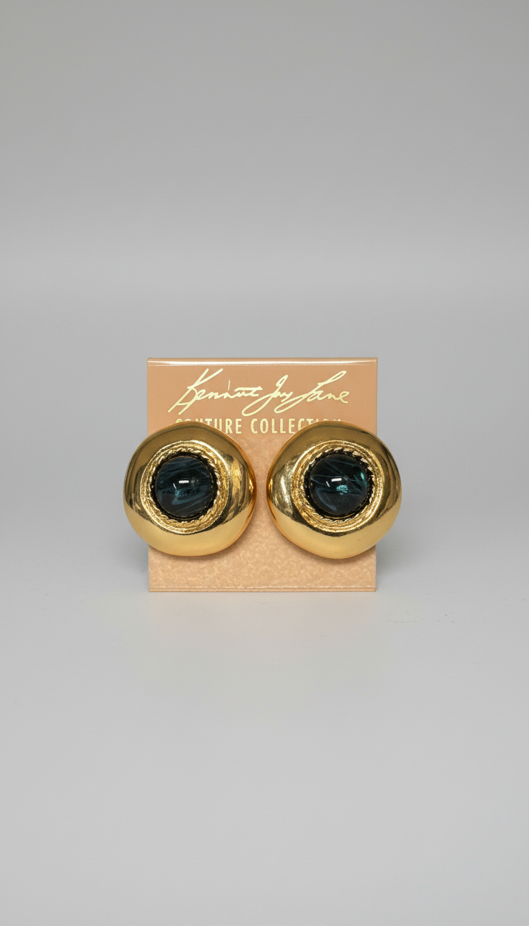 Kenneth Jay Lane Sapphire Center Pierced Earrings - Mildred Hoit