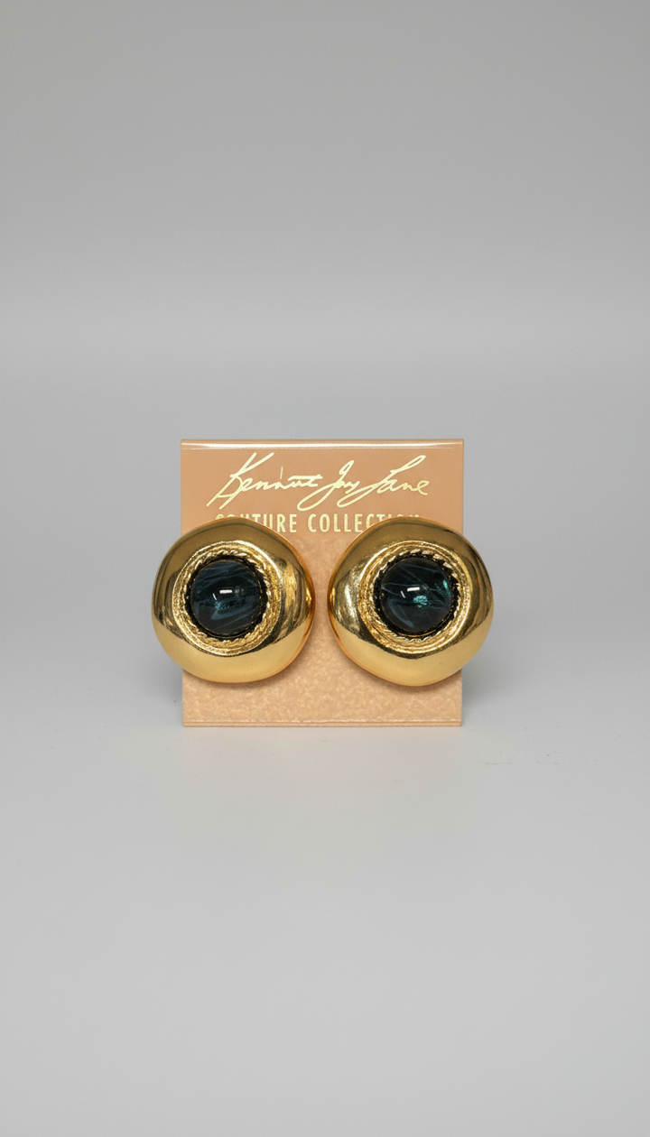 Kenneth Jay Lane Sapphire Center Pierced Earrings - Mildred Hoit