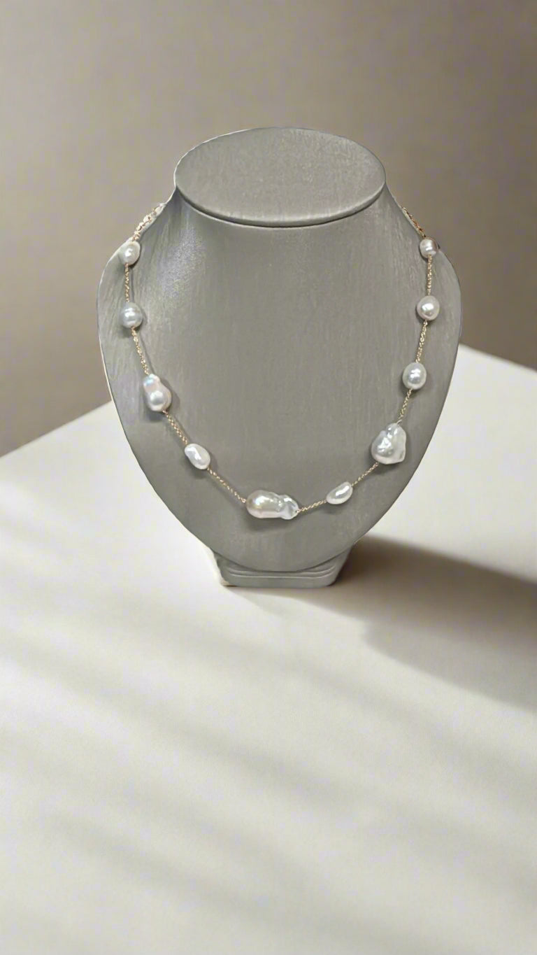 Kenneth Jay Lane Gold Chain Necklace with Freshwater Pearl - Mildred Hoit