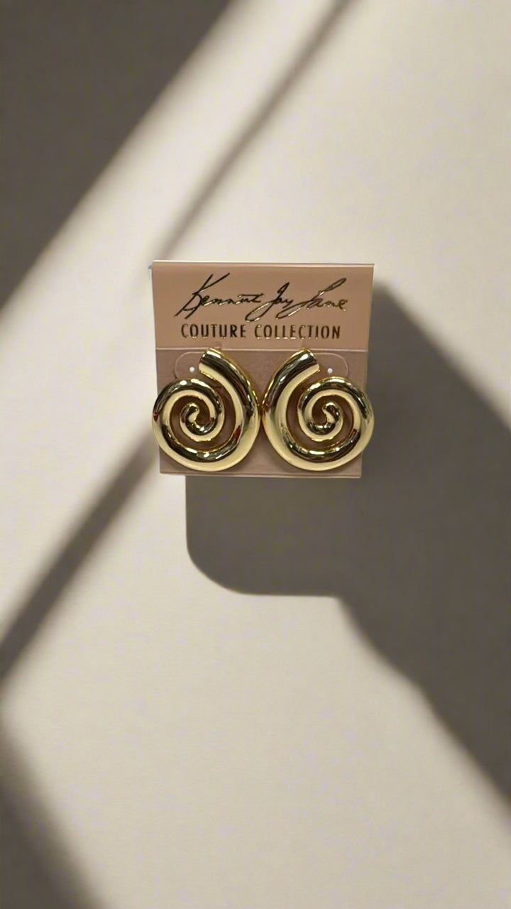 Kenneth Jay Lane Polished Gold Swirl Post Earrings - Mildred Hoit
