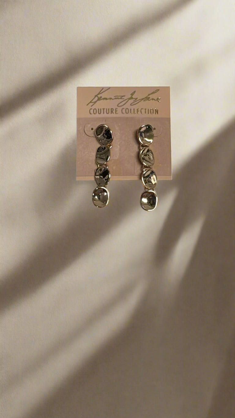 Kenneth Jay Lane Polished Gold Disc Drop Pierced Earrings - Mildred Hoit