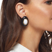 Kenneth Jay Lane Black and White Oval Earrings