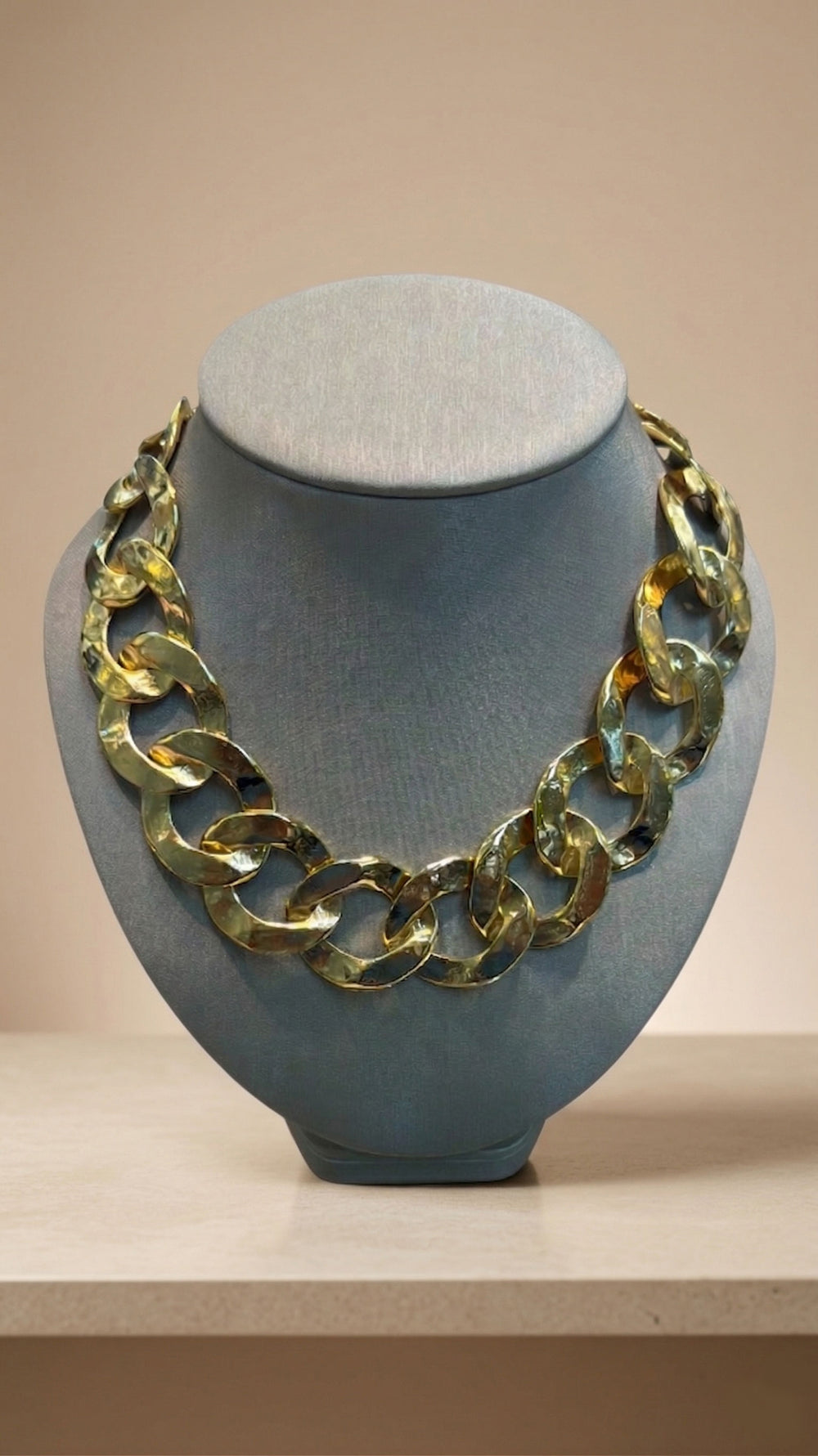 Kenneth Jay Lane Satin Gold Link Necklace - Mildred Hoit