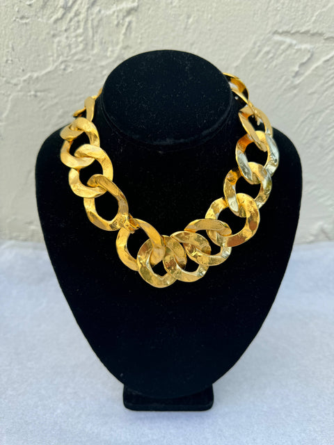 Kenneth Jay Lane Satin Gold Link Necklace - 18" available at Mildred Hoit in Palm Beach.
