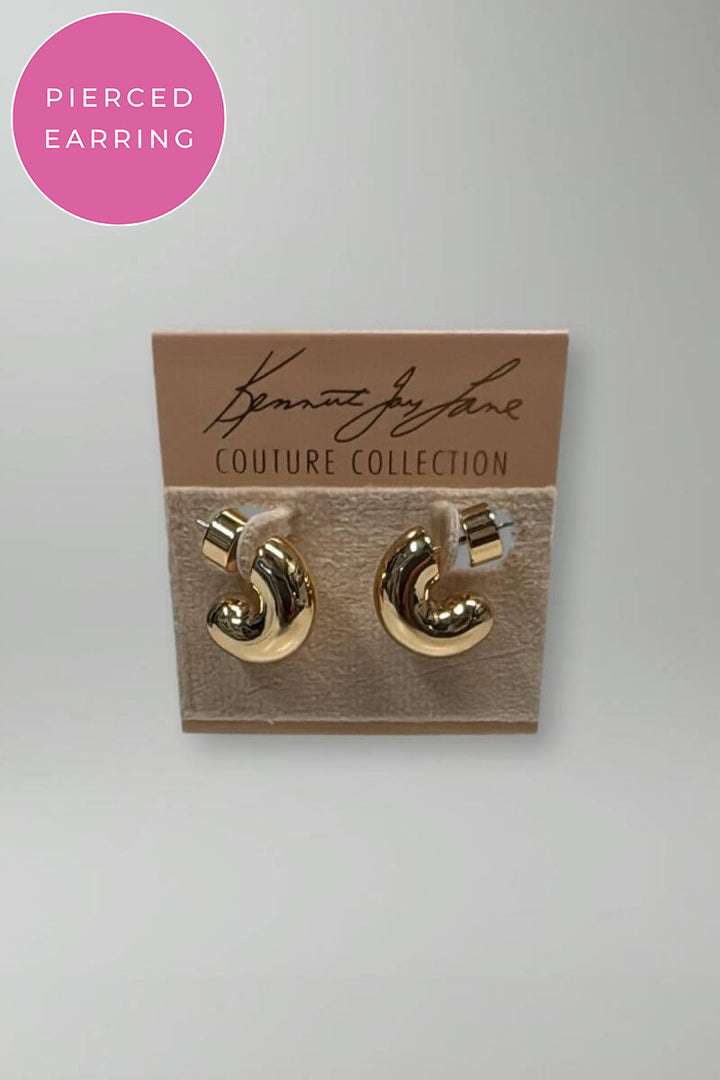 Kenneth Jay Lane Polished Gold Half Hoop Huggie Earrings