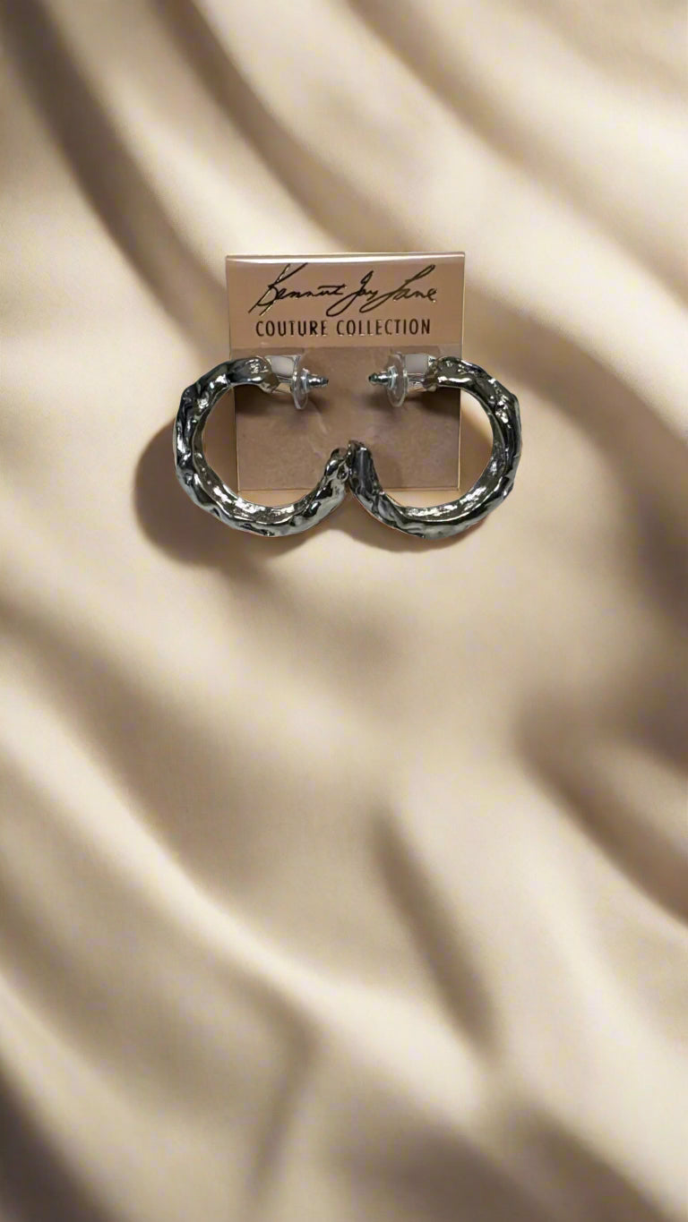 Kenneth Jay Lane Sculpted Hoop Pierced Earring - Mildred Hoit