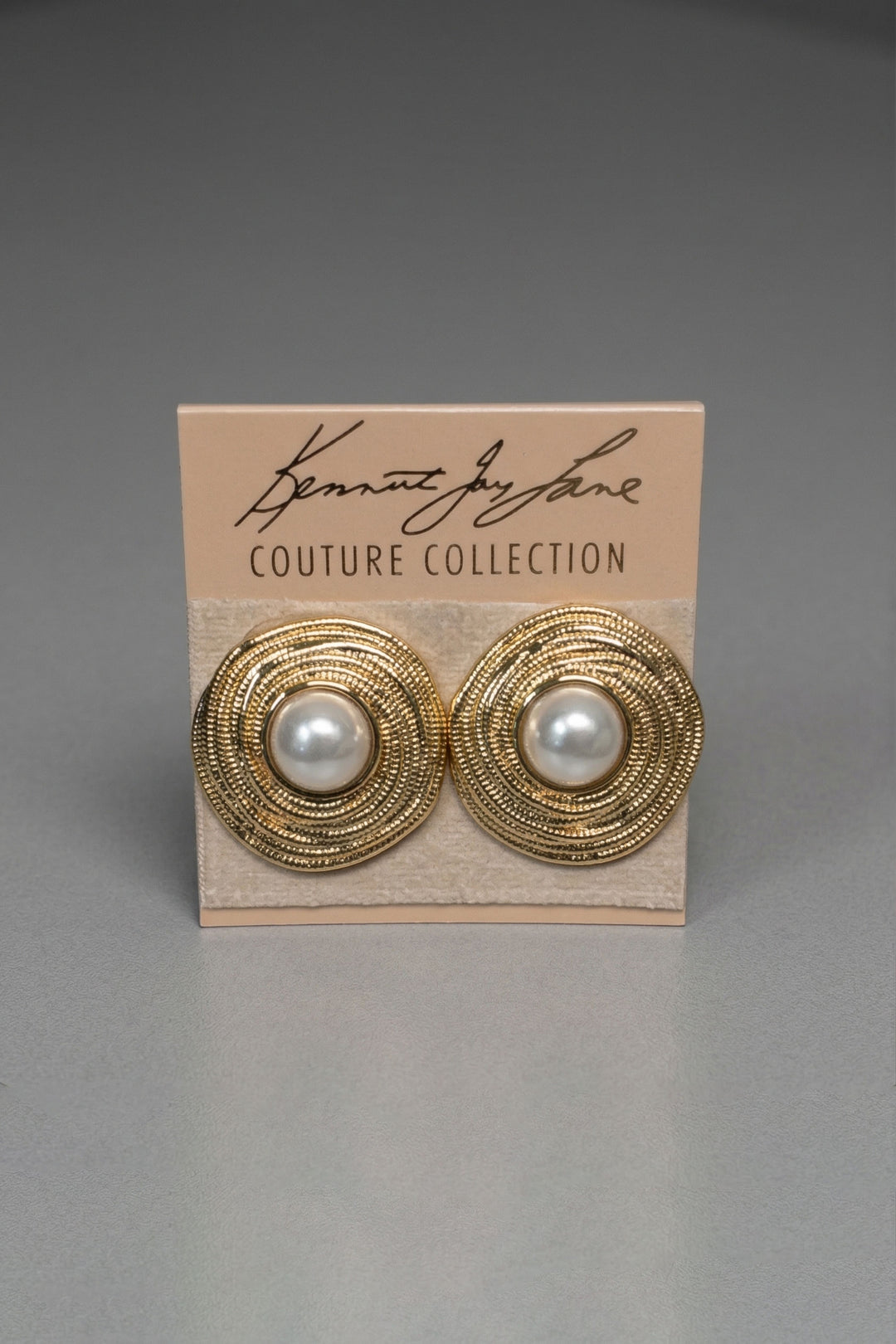 Kenneth Jay Lane Gold Spiral Wrap with Pearl Center Earrings - Mildred Hoit