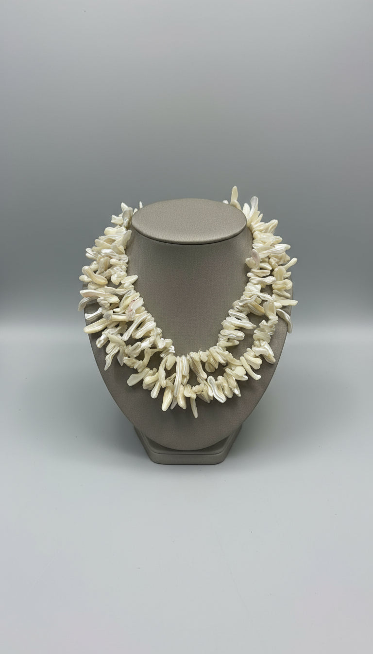Kenneth Jay Lane 2-Row Mother of Pearl Shells Necklace - Mildred Hoit
