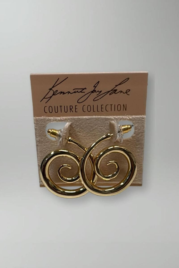 Kenneth Jay Lane Gold Swirl Earrings - Mildred Hoit