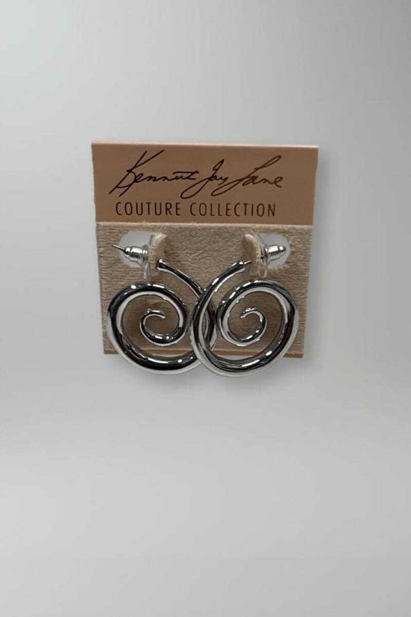 Kenneth Jay Lane Silver Swirl Earrings - Mildred Hoit