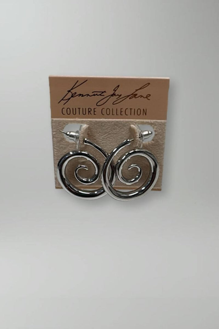 Kenneth Jay Lane Silver Swirl Earrings - Mildred Hoit