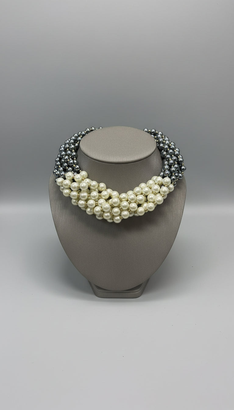 Kenneth Jay Lane 8-Row Grey Pearl & Light Cultura Pearl Necklace - Mildred Hoit