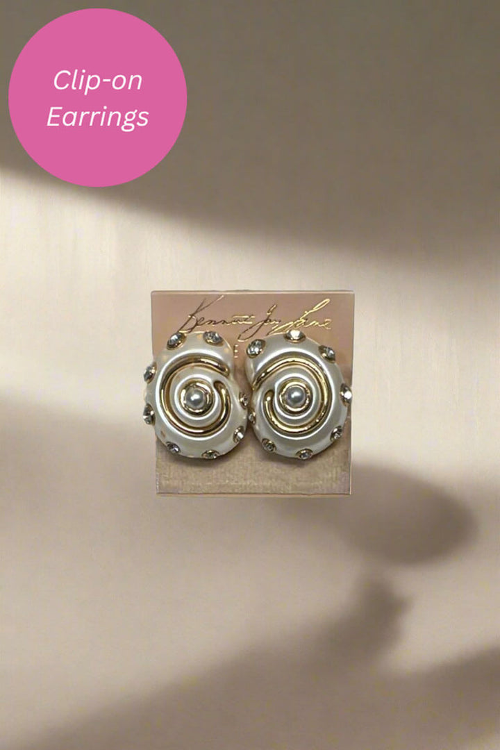Kenneth Jay Lane White Pearl Snail Earrings