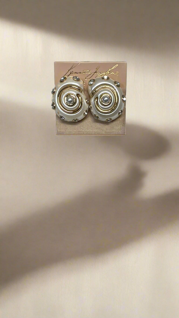 Kenneth Jay Lane White Pearl Snail Earrings - Mildred Hoit