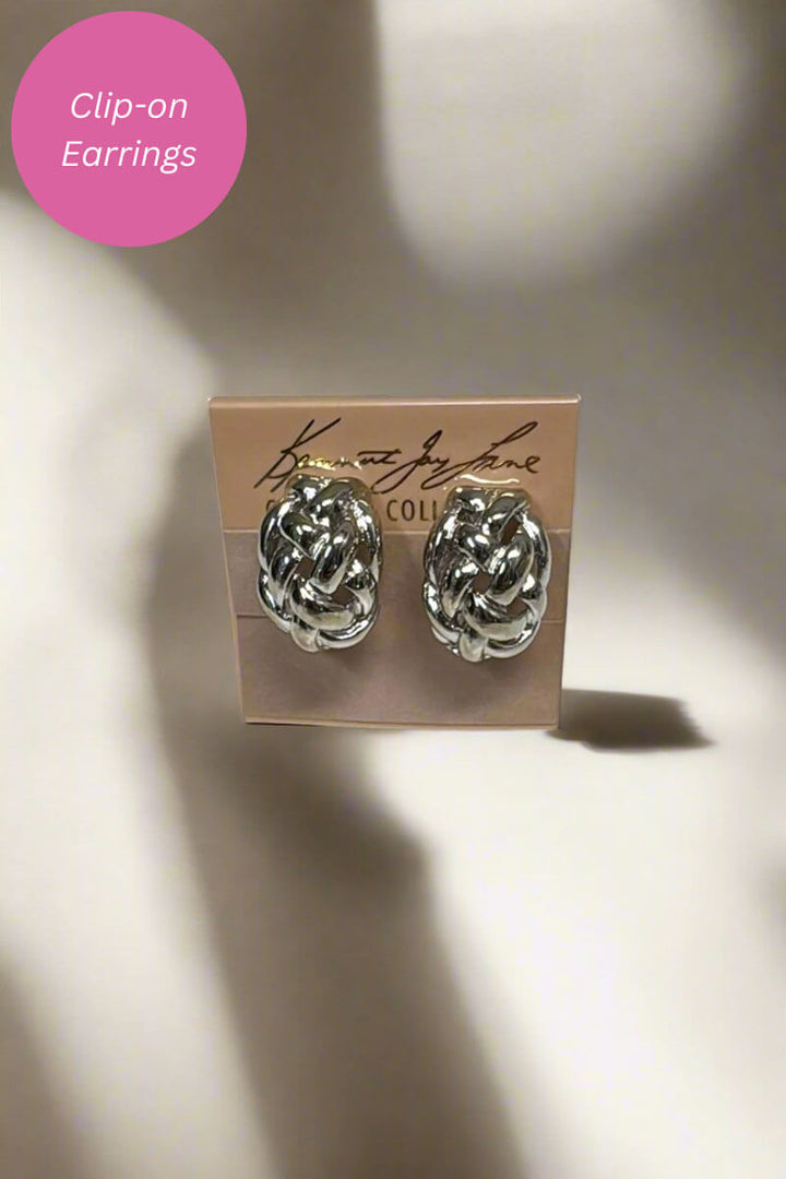 Kenneth Jay Lane Silver Weave Dome Clip Earrings