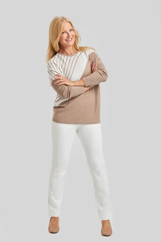 Peace of Cloth Annie Pull on Pant in Oyster available at Mildred Hoit in Palm Beach