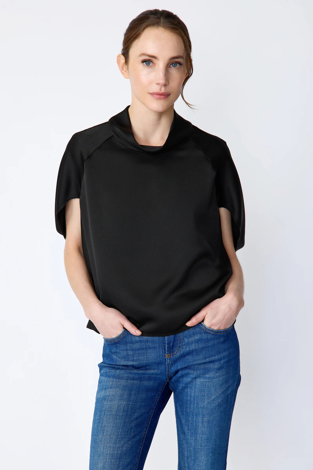 Kal Rieman Angelica Cape Top in Black - Mildred Hoit