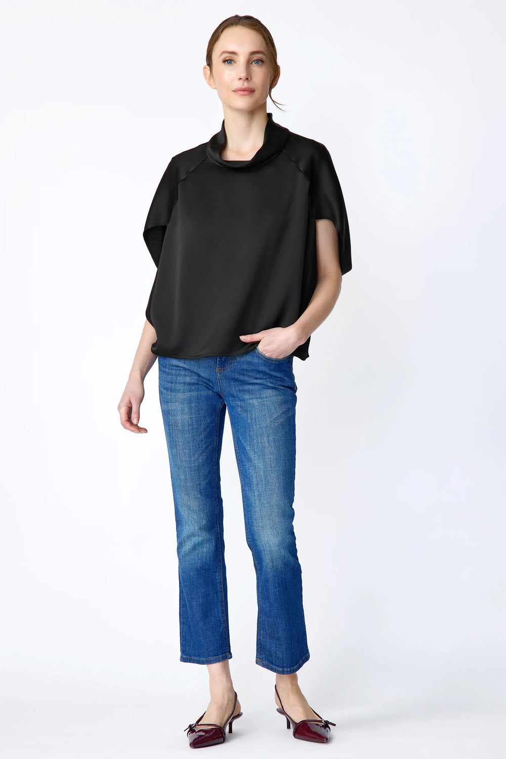 Kal Rieman Angelica Cape Top in Black - Mildred Hoit
