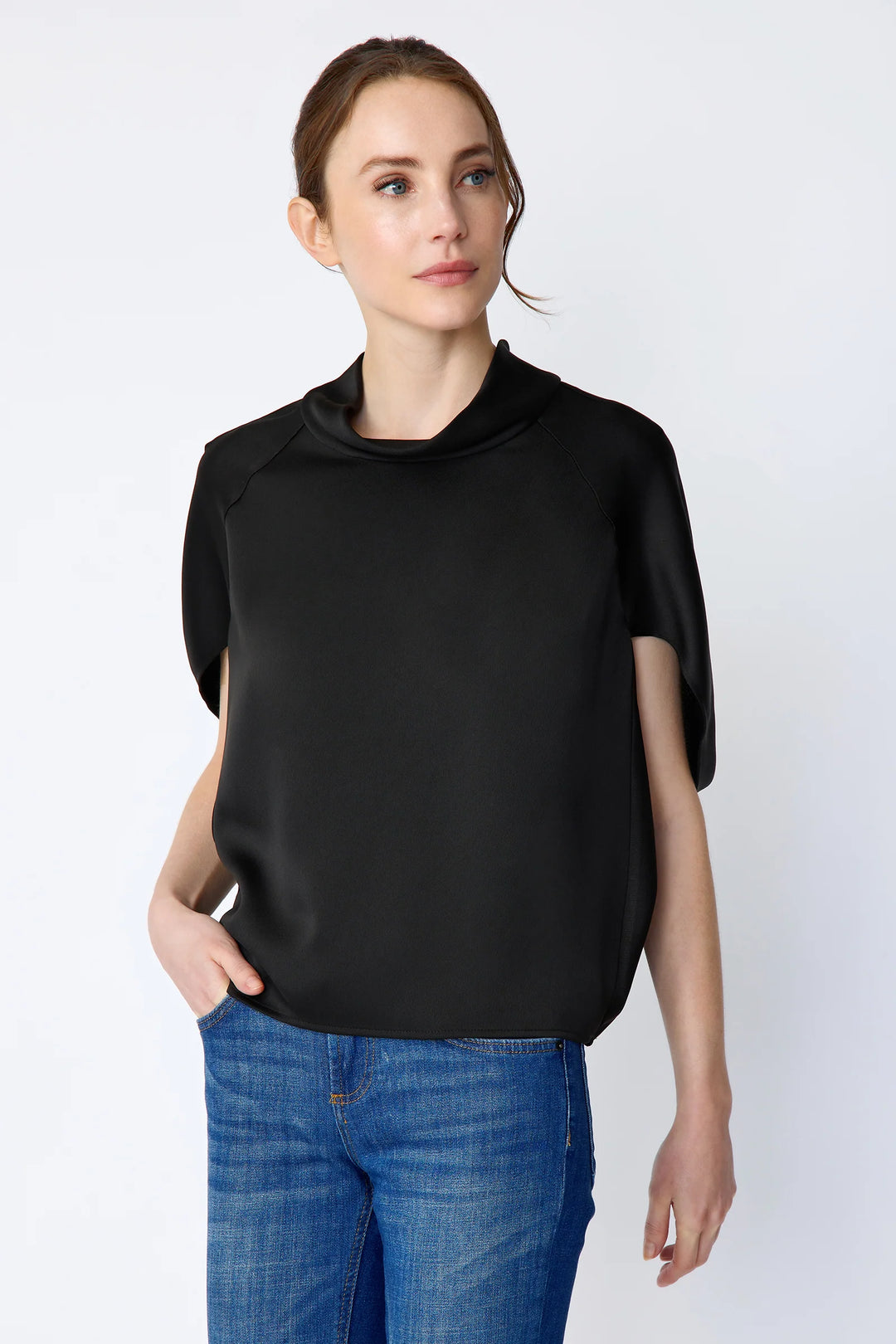 Kal Rieman Angelica Cape Top in Black - Mildred Hoit
