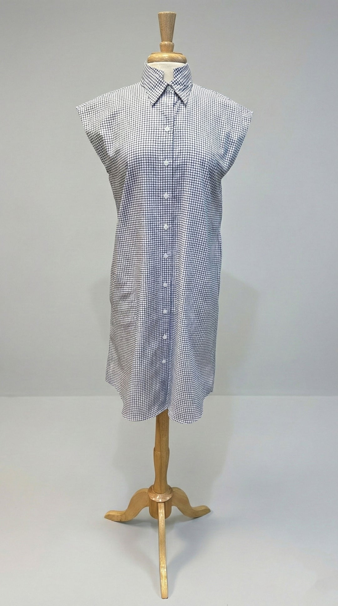 Kal Rieman Candice Double Collar Shirt Dress in Windowpane - Mildred Hoit