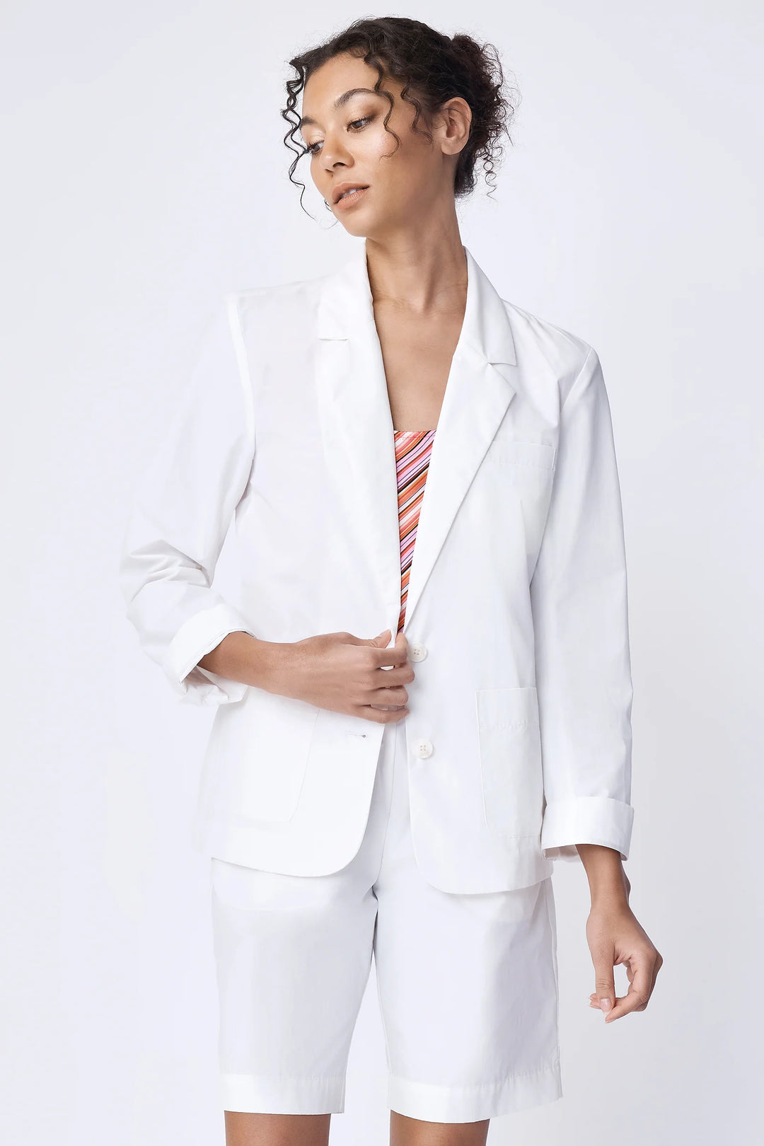 Kal Rieman Castel Patch Pocket Blazer in Ecru - Mildred Hoit