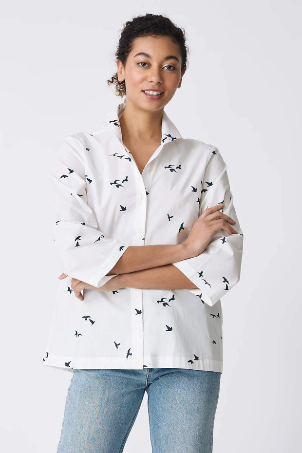 Kal Rieman Button Down Blouse in Oxford and White