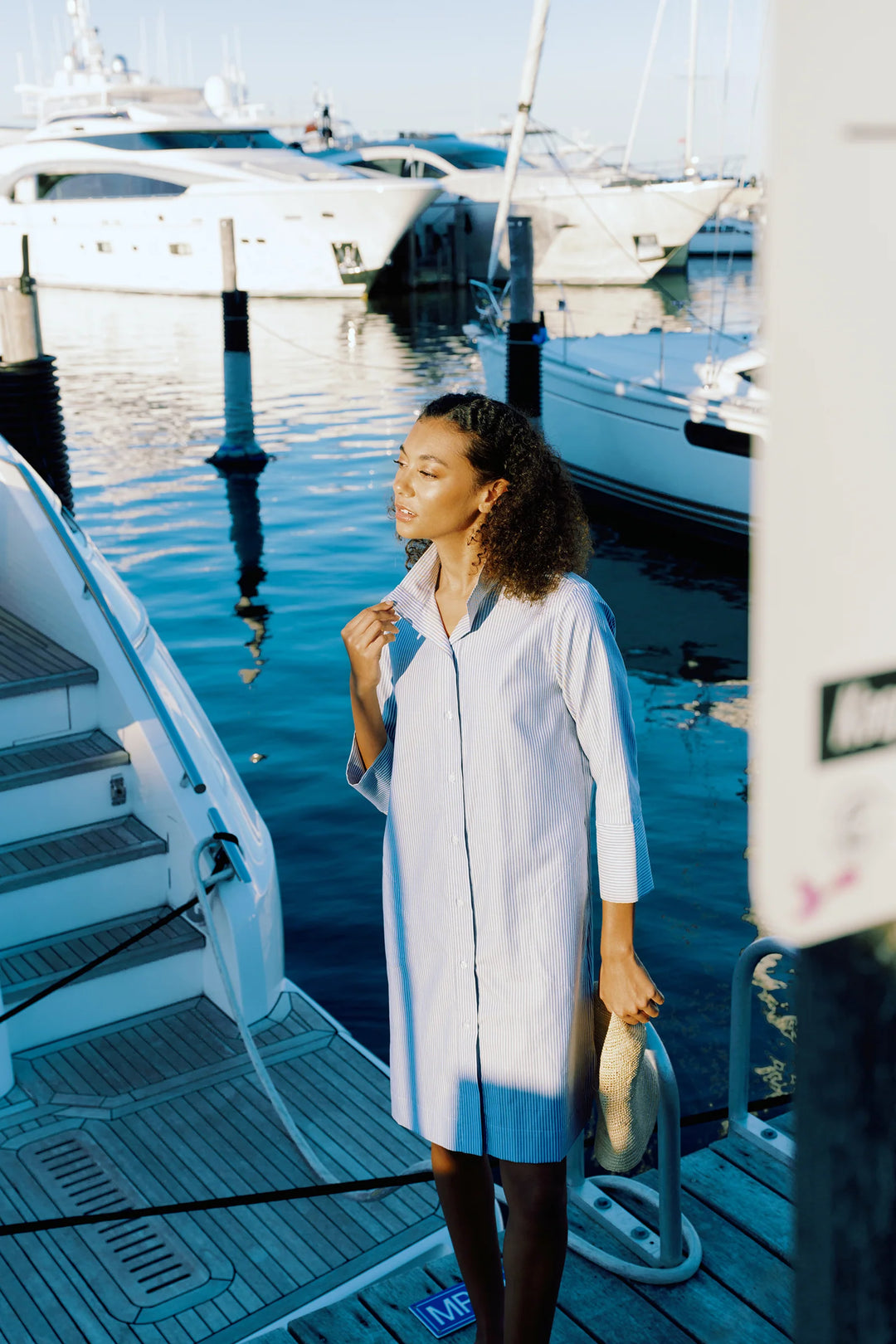 Kal Rieman Greta Dress in Harbor Stripe - Mildred Hoit