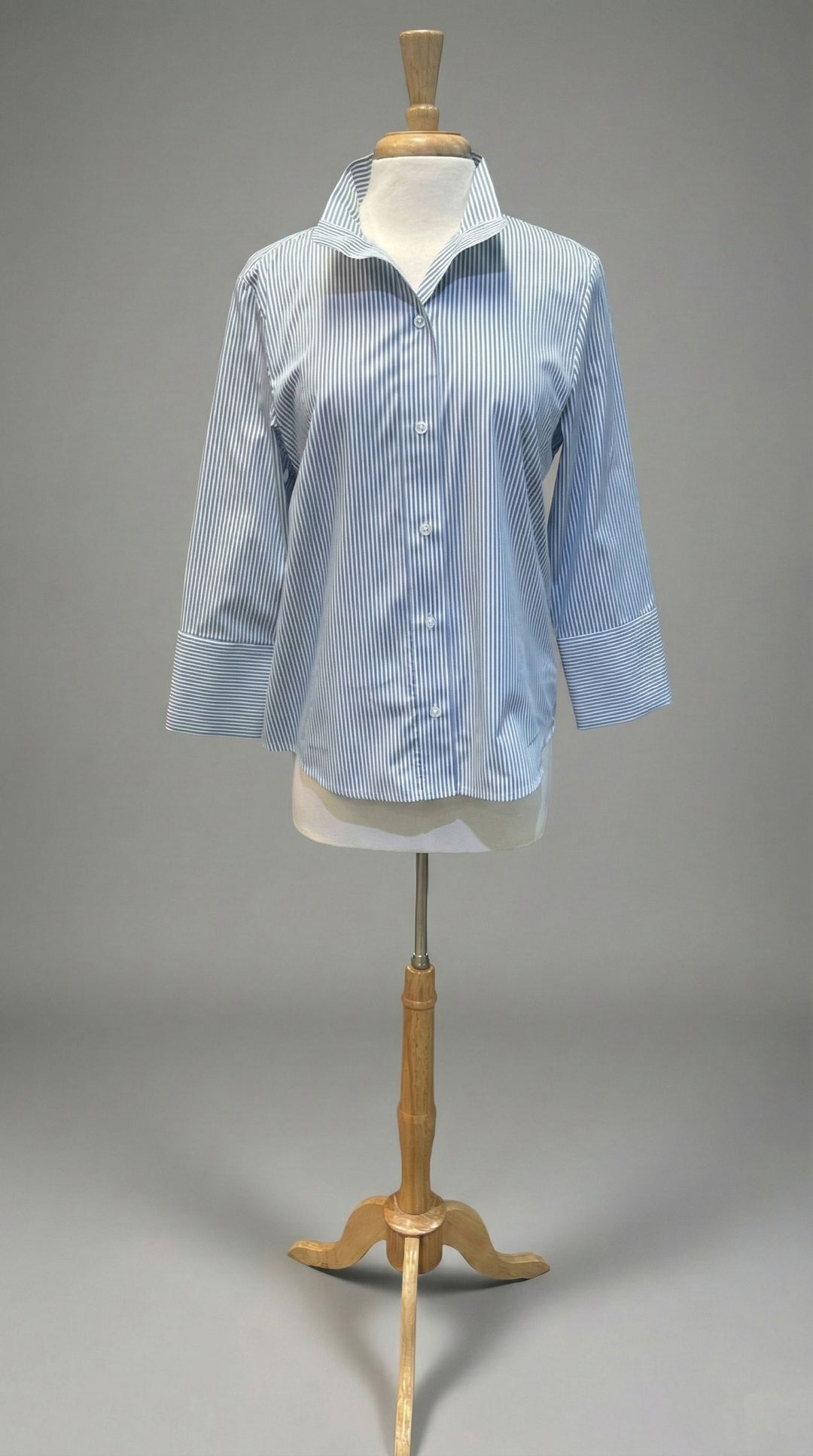 Kal Rieman Greta Placket Front Shirt in Saltwater Stripe - Mildred Hoit