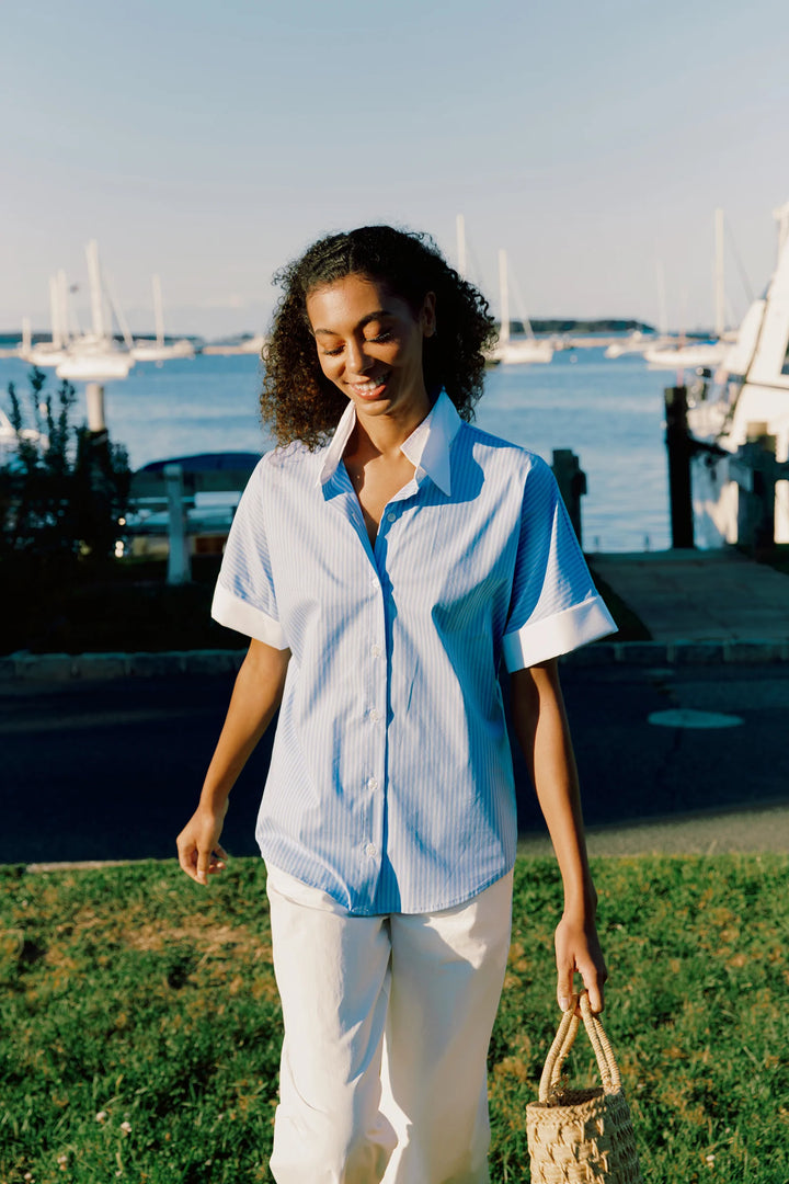 Kal Rieman Lynn Shirt in Poolside Stripe - Mildred Hoit