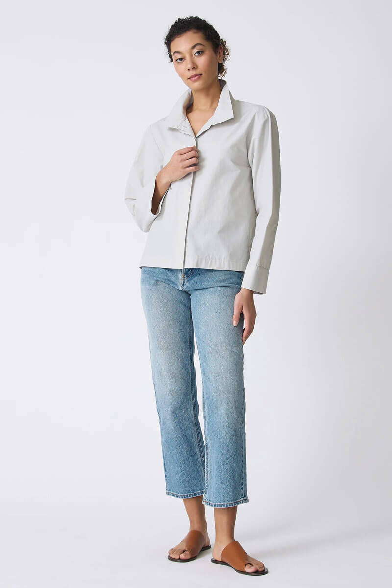 Kal Rieman Peggy Collared Shirt in Stone available at Mildred Hoit in Palm Beach.