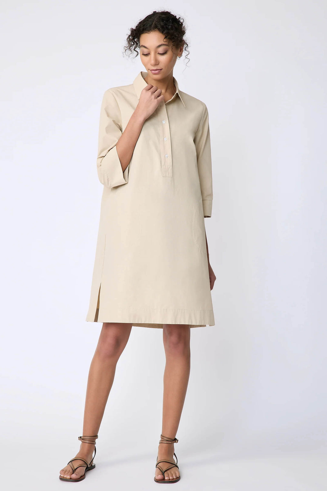 Kal Rieman Rene Placket Dress in Sand