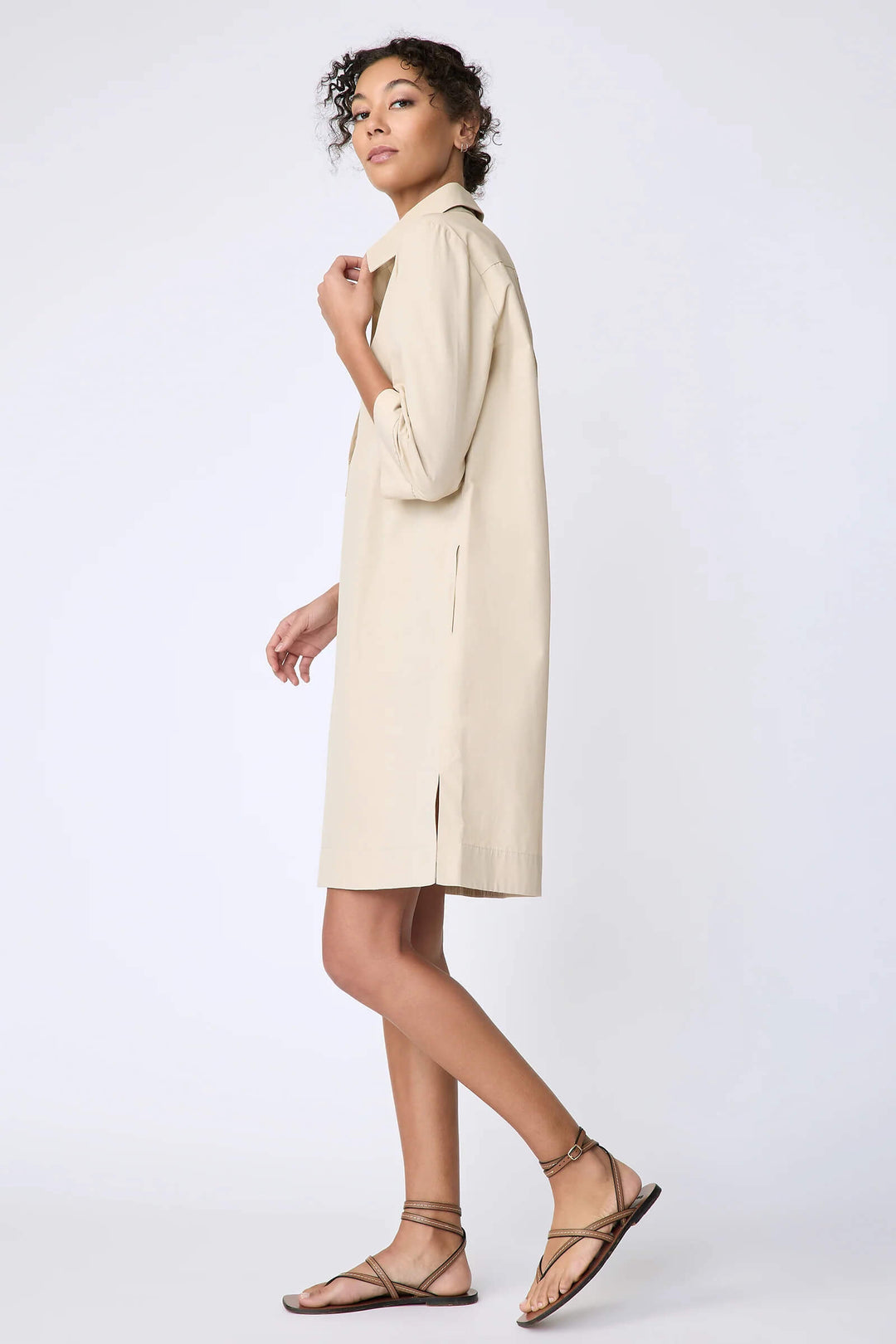 Kal Rieman Rene Placket Dress in Sand