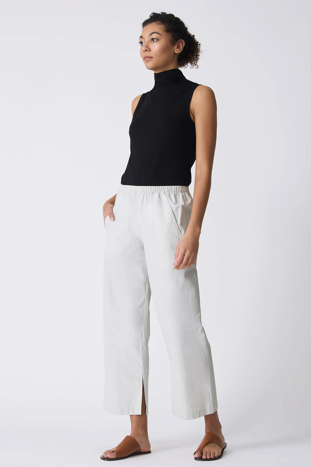 Kal Rieman Split Hem Capri in Stone - Mildred Hoit