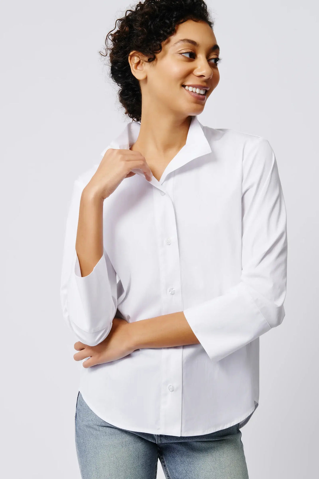 Kal Rieman Stretch Blouse in White - Mildred Hoit