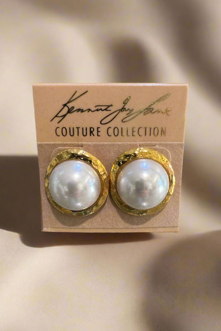 Kenneth Jay Lane Satin Gold Button Pierced Earring