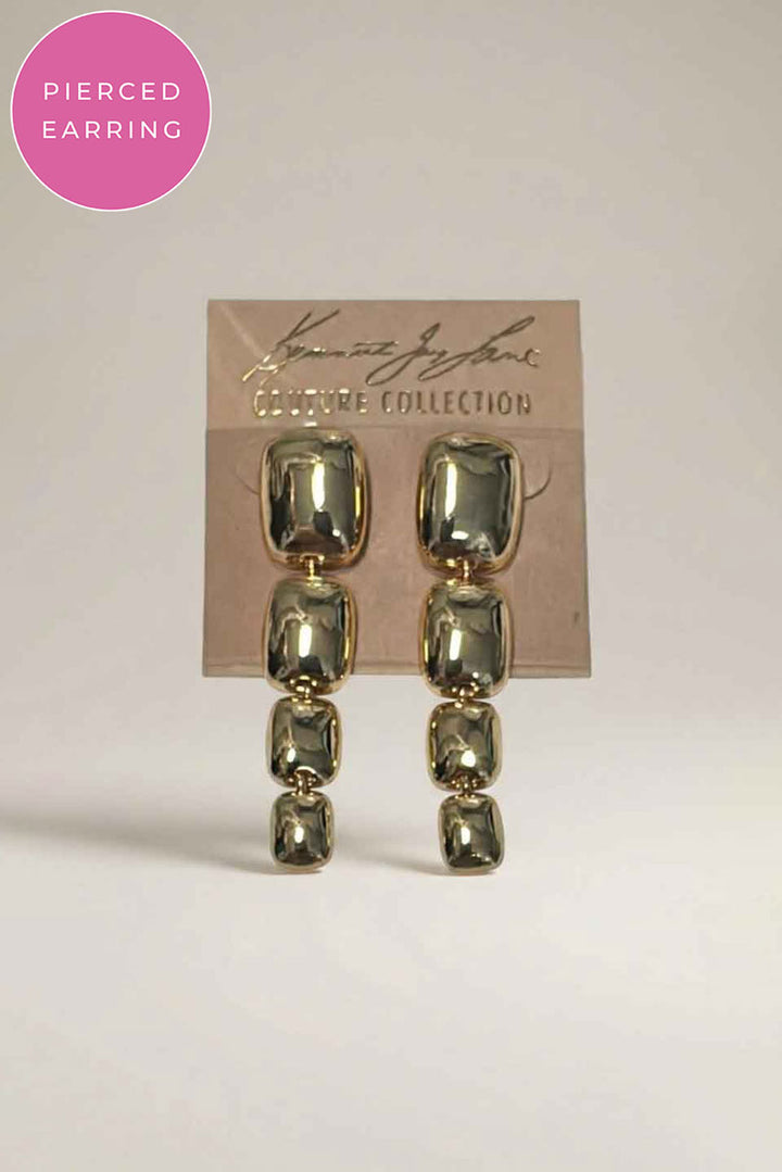 Kenneth Jay Lane Graduated Gold Square Drop Earrings