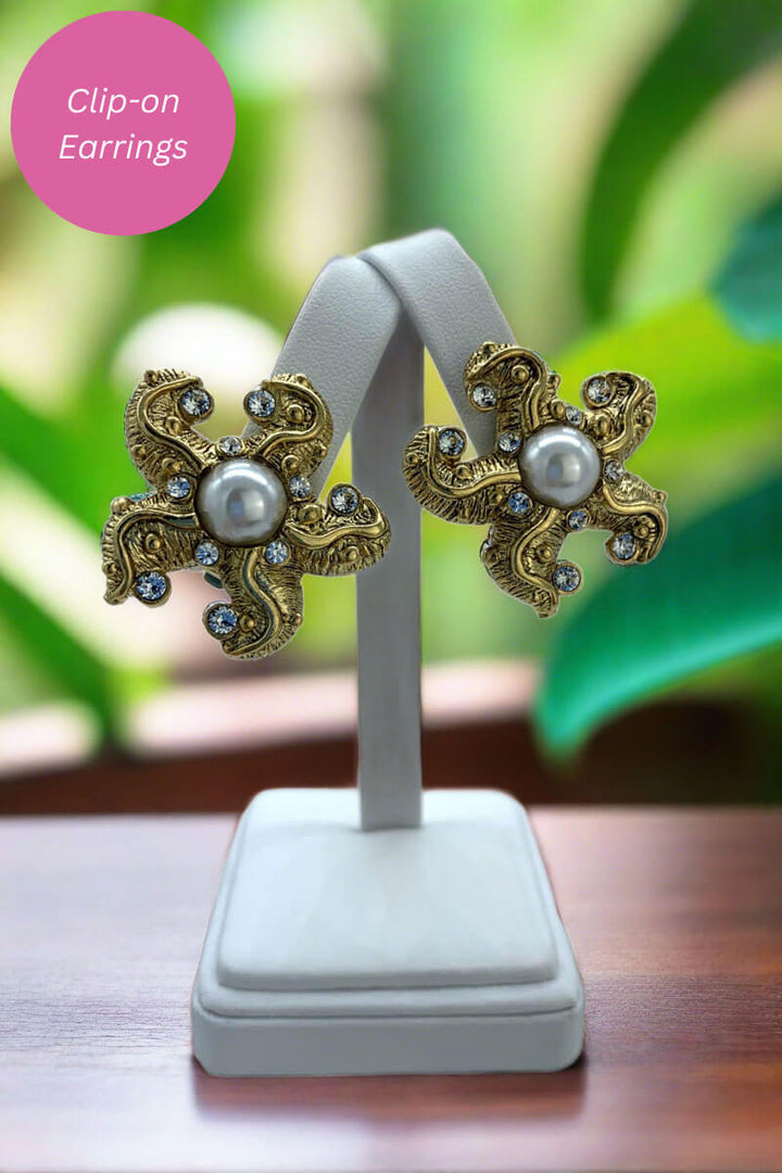 Kenneth Jay Lane Antique Gold Starfish Earring