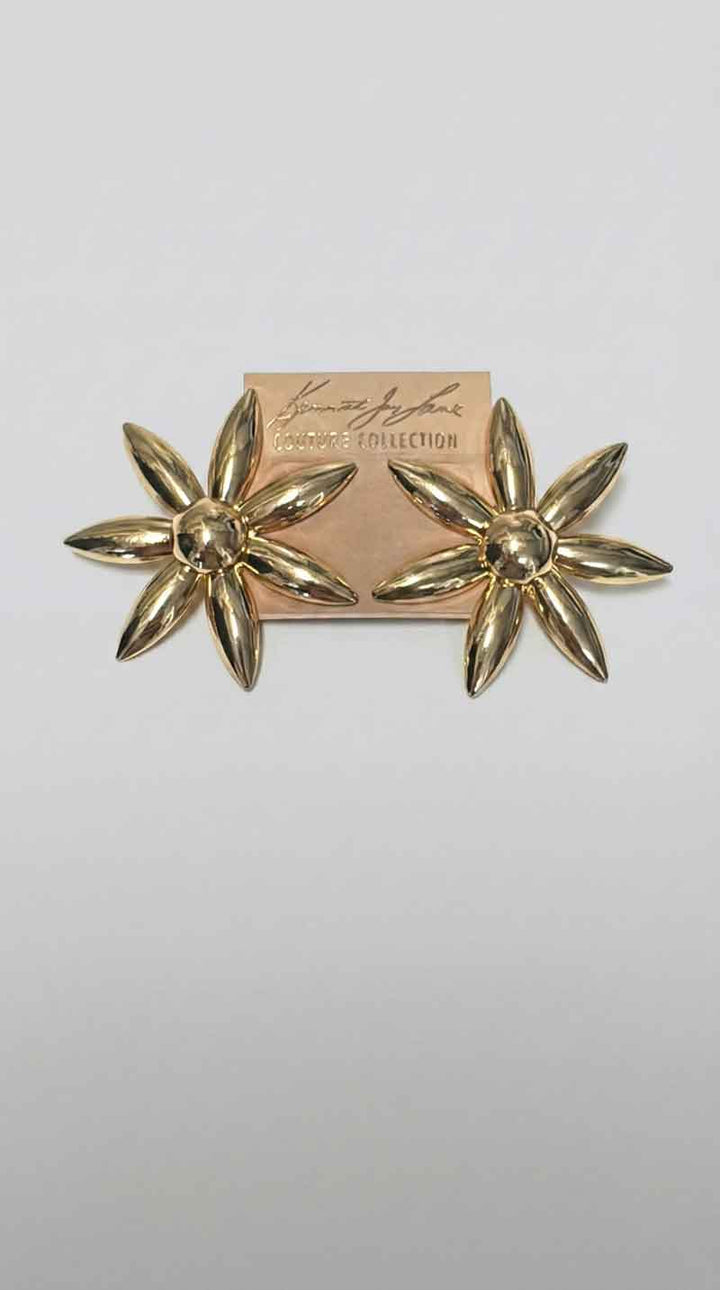 Kenneth Jay Lane Gold Flower Earrings - Mildred Hoit