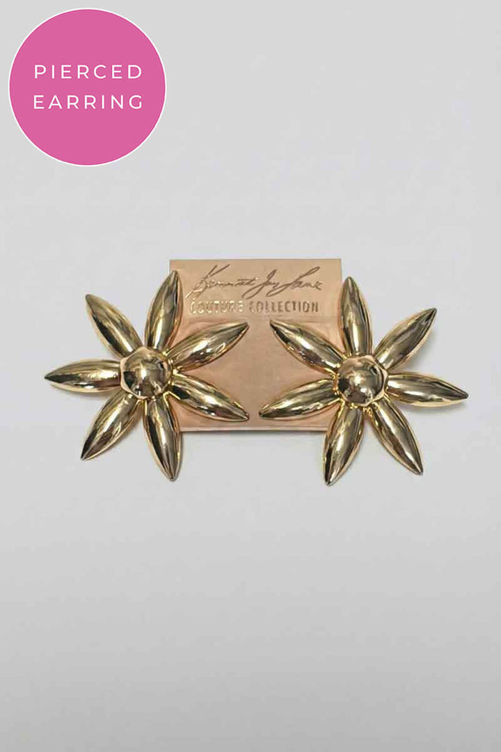 Kenneth Jay Lane Gold Flower Earrings