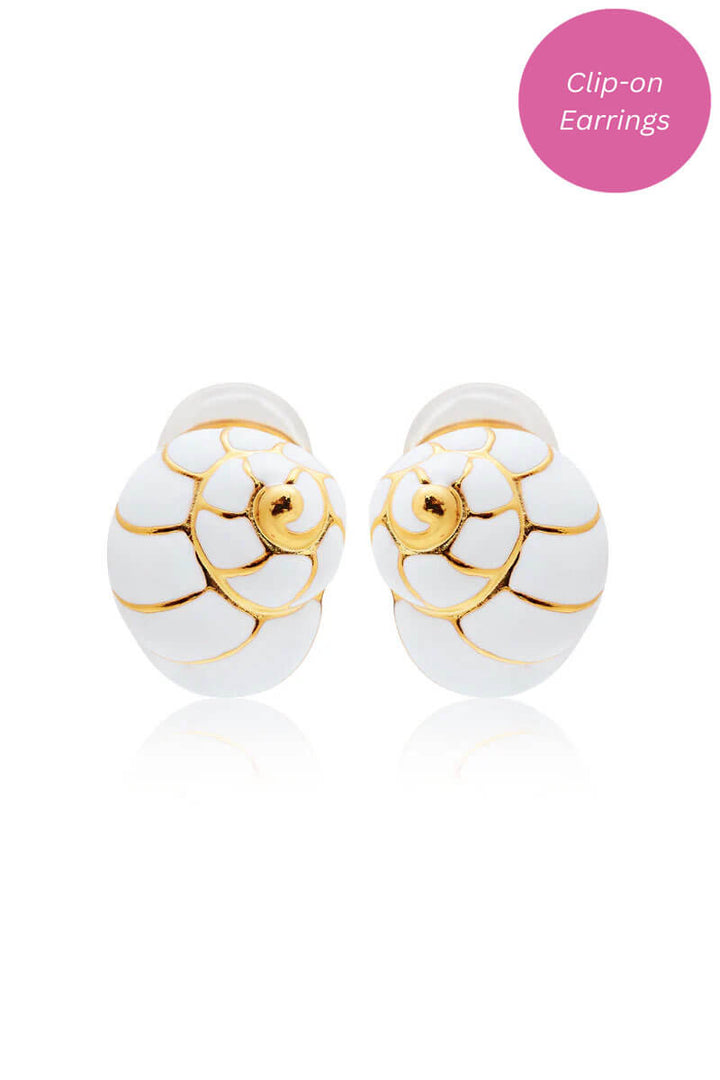 Kenneth Jay Lane Gold and White Shell Clip Earring