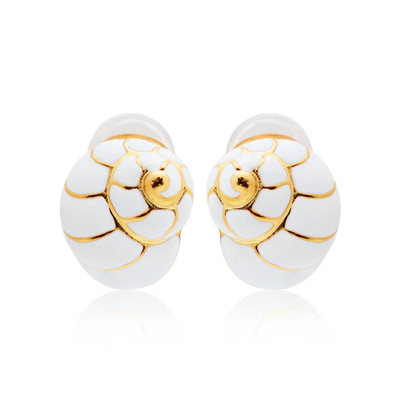 Kenneth Jay Lane Gold and White Shell Clip Earring