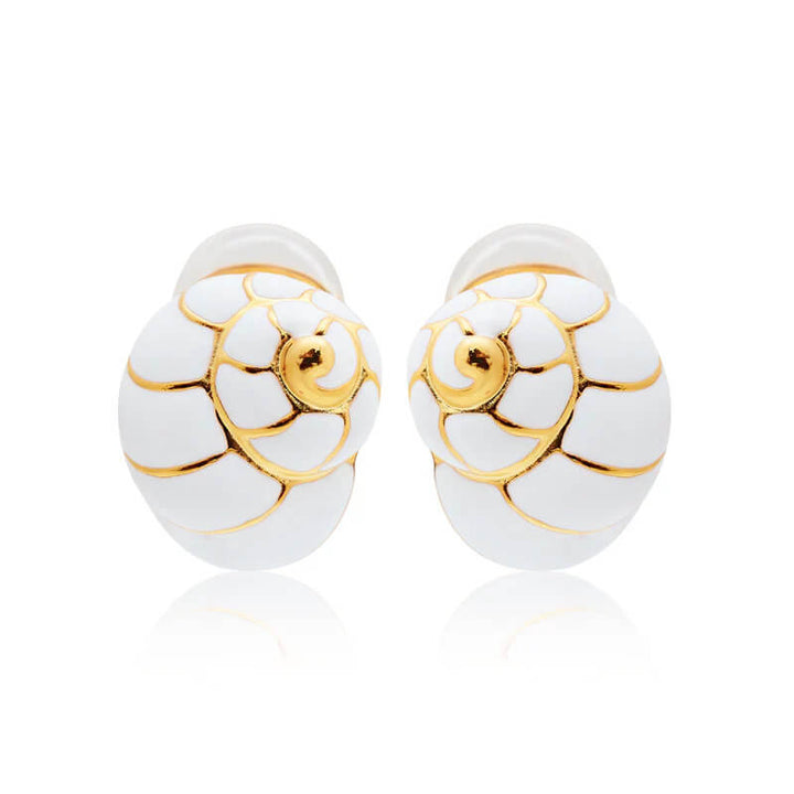 Kenneth Jay Lane Gold and White Shell Clip Earring