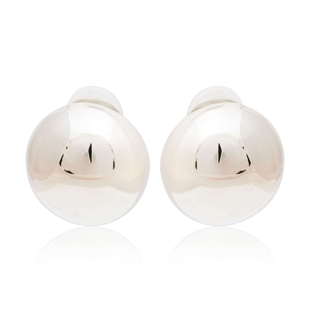 Kenneth Jay Lane Polished Silver Button Clip Earrings