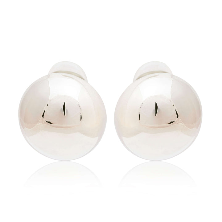 Kenneth Jay Lane Polished Silver Button Clip Earrings