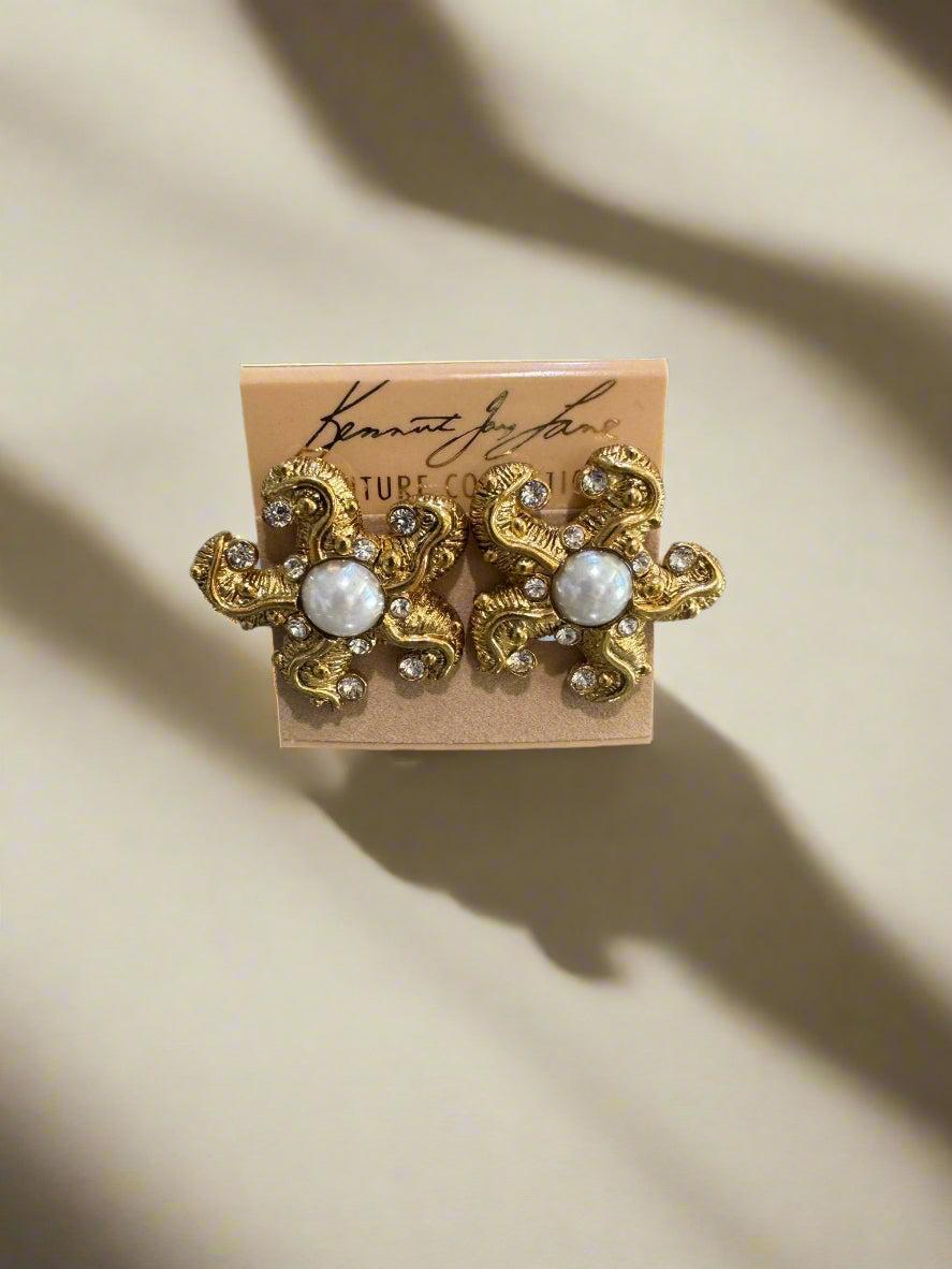 Kenneth Jay Lane Antique Gold Starfish Earring